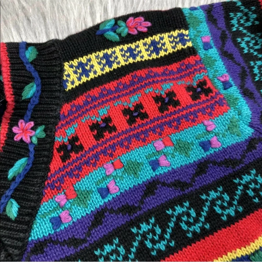 Vintage 90s Gap Girls Floral Textured Sweater